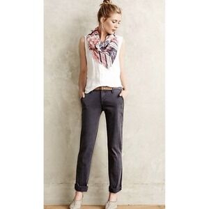 Anthropologie Pilcro Hyphen Fit Embroidered Chino Pants Women's Size 26 Gray